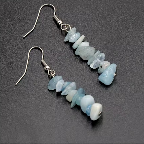Bracelet And Earrings Set - Aquamarine Natural Healing Stone - Picture 5 of 10